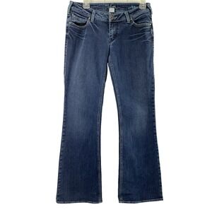 Silver Aiko Jeans Womens Size 29 Flare Dark‎ Wash Denim Distress